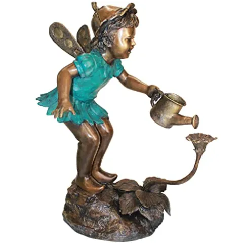 Design Toscano The Fairy Gardener Garden Statue Cast Bronze Two Tone Bronze & Verdigris