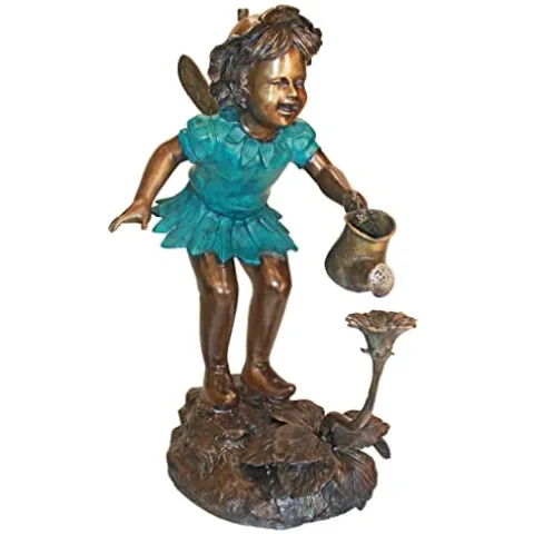 Design Toscano The Fairy Gardener Garden Statue Cast Bronze Two Tone Bronze & Verdigris