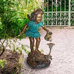 Design Toscano The Fairy Gardener Garden Statue Cast Bronze Two Tone Bronze & Verdigris