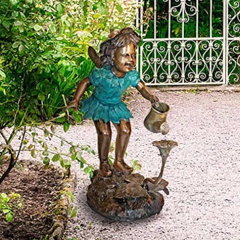 Design Toscano The Fairy Gardener Garden Statue Cast Bronze Two Tone Bronze & Verdigris