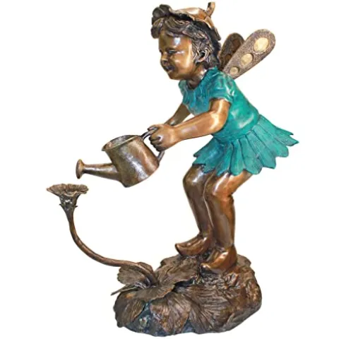 Design Toscano The Fairy Gardener Garden Statue Cast Bronze Two Tone Bronze & Verdigris
