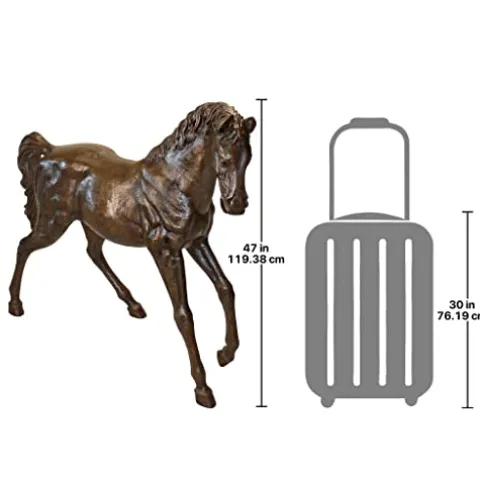 Design Toscano Trotting Thoroughbred Horse Cast Bronze Garden Statue Bronze