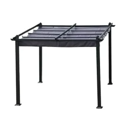 DESIGNSCAPE3D 10×10 Ft Retractable Patio Pergola with Canopy Gray