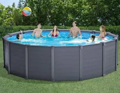 Detailing Connect Above Ground Swimming Pool Set w/Sand Filter Pump & Ladder Gray