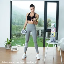 DHT DYNAMIC HEALTH TECH Adjustable Dumbbells Set with Rack, All-Purpose Fitness, Anti-Rolling, 4-22.8 lbs Macaron – 1 set