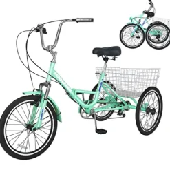 DoCred Adult Folding Tricycle 7-Speed Green