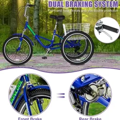 DoCred Adult Folding Tricycle 7-Speed Blue