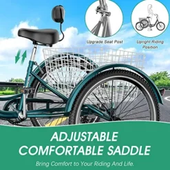 DoCred LILYPELLE Adult Tricycle 7 Speed, 3 Wheel Bike Adult Premium Blue