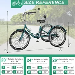 DoCred LILYPELLE Adult Tricycle 7 Speed, 3 Wheel Bike Adult Premium Blue