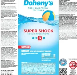 Doheny’s Super Pool Shock Pro-Grade Chlorine 68% Cal-Hypo Granular 100lb
