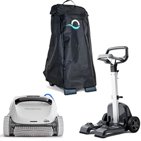 Dolphin Explorer E50 Wi-Fi Robotic Pool Vacuum Cleaner with Caddy & Cover White