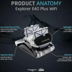 Dolphin Explorer E40 Wi-Fi Robotic Pool Vacuum Cleaner Black