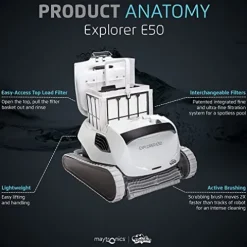 Dolphin Explorer E50 Wi-Fi Robotic Pool Vacuum Cleaner White