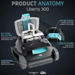 Dolphin Liberty 300 Cordless Magnetic Charge Robotic Pool Vacuum Cleaner Blue