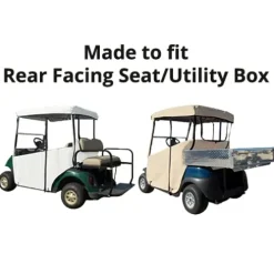 DOORWORKS GOLF CART ENCLOSURES 3-Sided Golf Cart Cover Black – Utility Box / Rear Seat