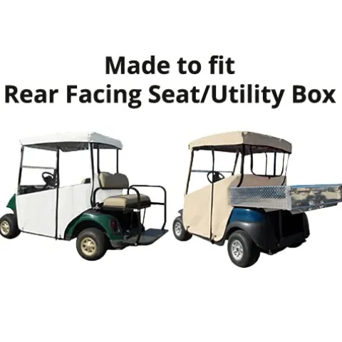 DOORWORKS GOLF CART ENCLOSURES 3-Sided Golf Cart Cover Black – Utility Box / Rear Seat