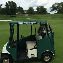 DOORWORKS GOLF CART ENCLOSURES Blue Universal Golf Cart Cover with Travel Bag – Portable & Drivable 4-Sided – Fits EZGO TXT RXV & Club Car DS Precedent Onward (Blue, 60” L X 44” W)