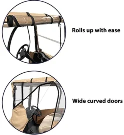 DOORWORKS GOLF CART ENCLOSURES Premium Yamaha Drive & Drive 2 Golf Cart Cover – Tan Marine Grade Vinyl