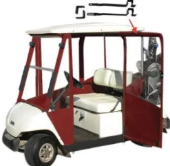 DOORWORKS GOLF CART ENCLOSURES Jet Black Sunbrella Golf Cart Cover – Hinged Door Enclosure EZGO TXT 94-13