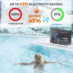 DR. INFRARED HEATER DR-650HP Full DC Inverter Heat Pump for Ground Swimming Pools, Black