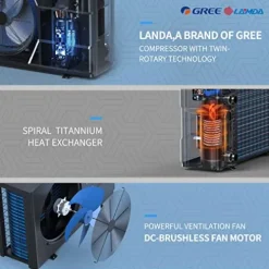 DR. INFRARED HEATER DR-900HP Full DC Inverter 90,000 BTU Heat Pump Ground Swimming Pools Black