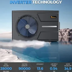 DR. INFRARED HEATER DR-900HP Full DC Inverter 90,000 BTU Heat Pump Ground Swimming Pools Black