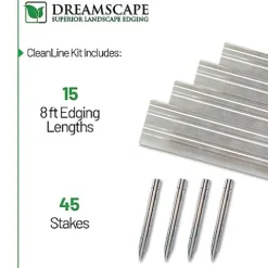 Dreamscape Cleanline Aluminum Edging Mill Finish 3/16″W x 4″H x 8’L