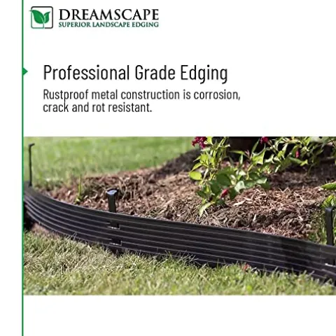 Dreamscape SlideEdge Aluminum Landscape Edging – 16 Strips, 117.5ft Total, Black