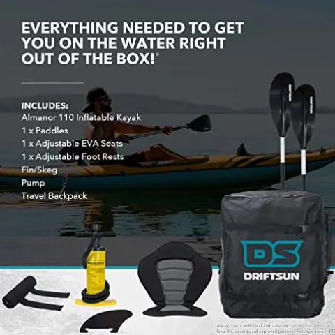 Driftsun Almanor 110 Inflatable Kayak Yellow – 1 Person