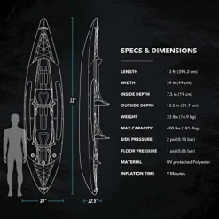 Driftsun Almanor 130 Inflatable Kayak Green 2 Person