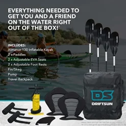 Driftsun Almanor 130 Inflatable Kayak Green 2 Person