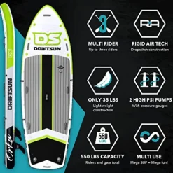 Driftsun Inflatable Paddle Board 12ft Extra Wide SUP Package Green