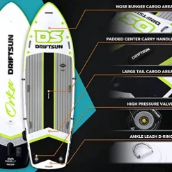 Driftsun Inflatable Paddle Board 12ft Extra Wide SUP Package Green