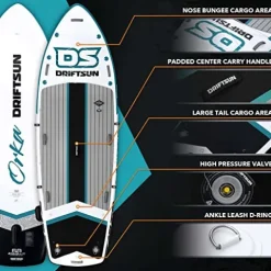 Driftsun Inflatable Paddle Board Teal 12ft x 45in Extra Wide Stand Up SUP Package