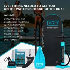 Driftsun Inflatable Stand Up Paddle Board – Extra Wide ISUP Package
