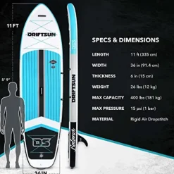Driftsun Inflatable Stand Up Paddle Board – Extra Wide ISUP Package