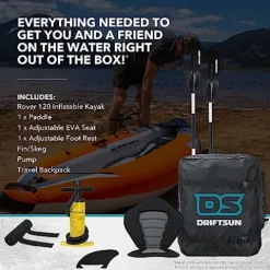 Driftsun Rover 120 Inflatable Kayak – White Classic