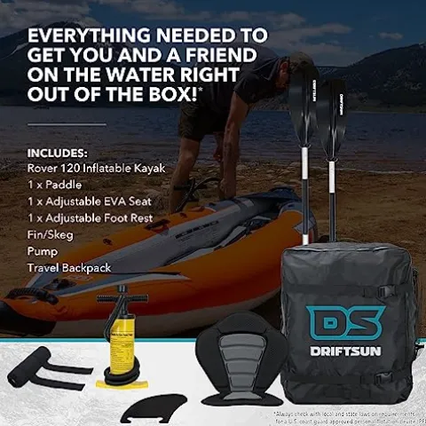 Driftsun Rover 120 Inflatable Kayak – White Classic