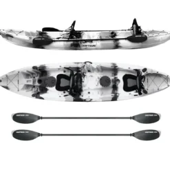 Driftsun Teton 120 Hard Shell Kayak for 2-3 People with Paddles Gray & White