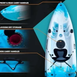 Driftsun Teton 120 Hard Shell Kayak for 2-3 People with Paddles Gray & White