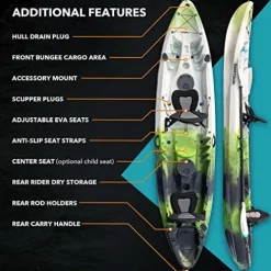 Driftsun Teton 120 Sit-On-Top Fishing Kayak 2-3 Person Green/Black