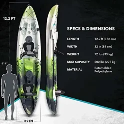 Driftsun Teton 120 Sit-On-Top Fishing Kayak 2-3 Person Green/Black