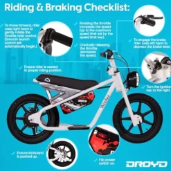 Droyd Electric Mini Balance Bike Kids 6+ 200W 14in Tire White