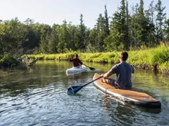 DUNNRITE Inflatable Stand Up Paddle Board Kit Natural Wood