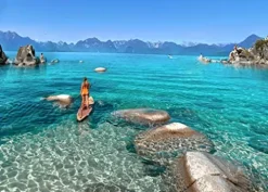 DUNNRITE Inflatable Stand Up Paddle Board Kit Natural Wood