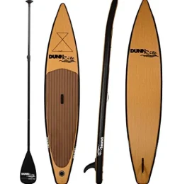DUNNRITE Inflatable Stand Up Paddle Board Kit Natural Wood