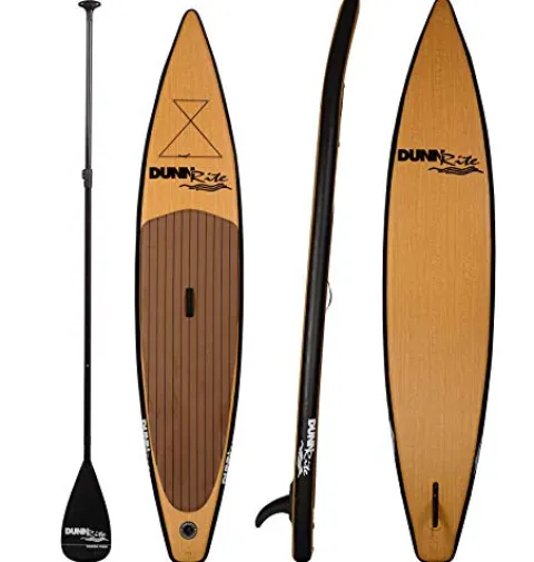 DUNNRITE Inflatable Stand Up Paddle Board Kit Natural Wood