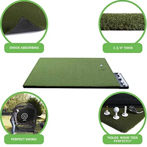 DURA-PRO Perfect Reaction Golf Mat 4×5 Feet Premium Turf Indoor/Outdoor – Golf Stance Mat with Accessories