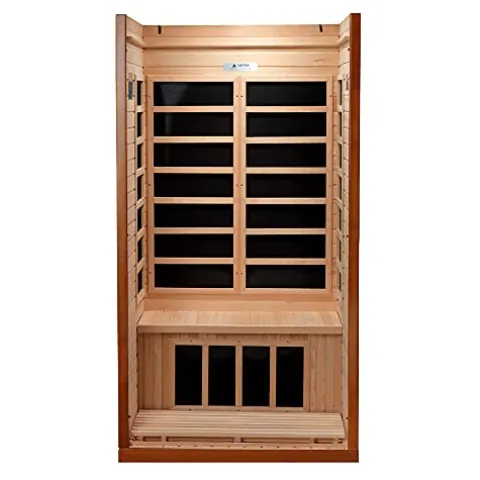 Dynamic Barcelona 1-2 Person Hemlock Wood Low EMF FAR Infrared Sauna Dark Honey Stain