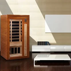 Dynamic Barcelona 1-2 Person Hemlock Wood Low EMF FAR Infrared Sauna Dark Honey Stain